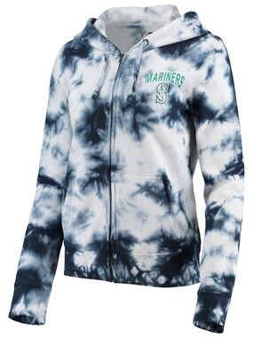 Women's Seattle Mariners New Era Navy Tie-Dye Fleece Full-Zip Hoodie